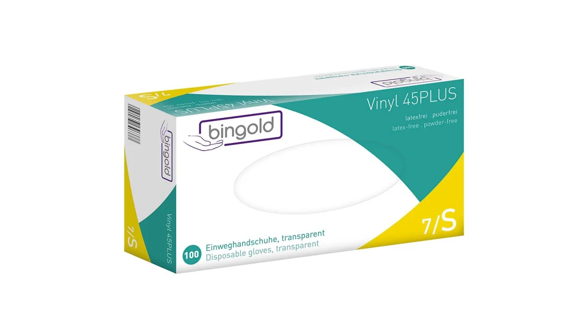 BINGOLD Vinylhandschuhe 45Plus Gr. S, 100 Stück