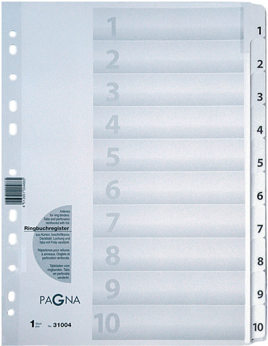 PAGNA Zahlenregister 1 - 10