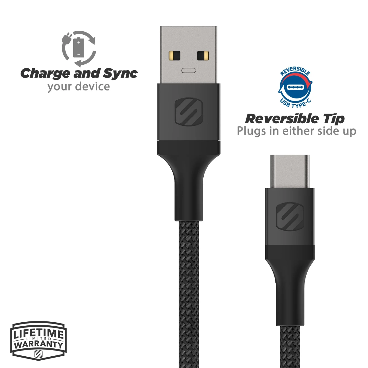 Scosche Strikeline Premium USB-A zu USB-C Kabel 0.3m