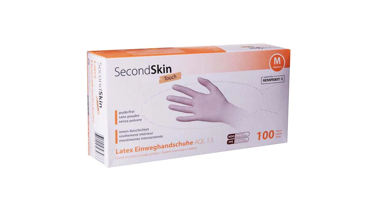 SECONDSKIN Latexhandschuhe Touch Gr. M, 100 Stück