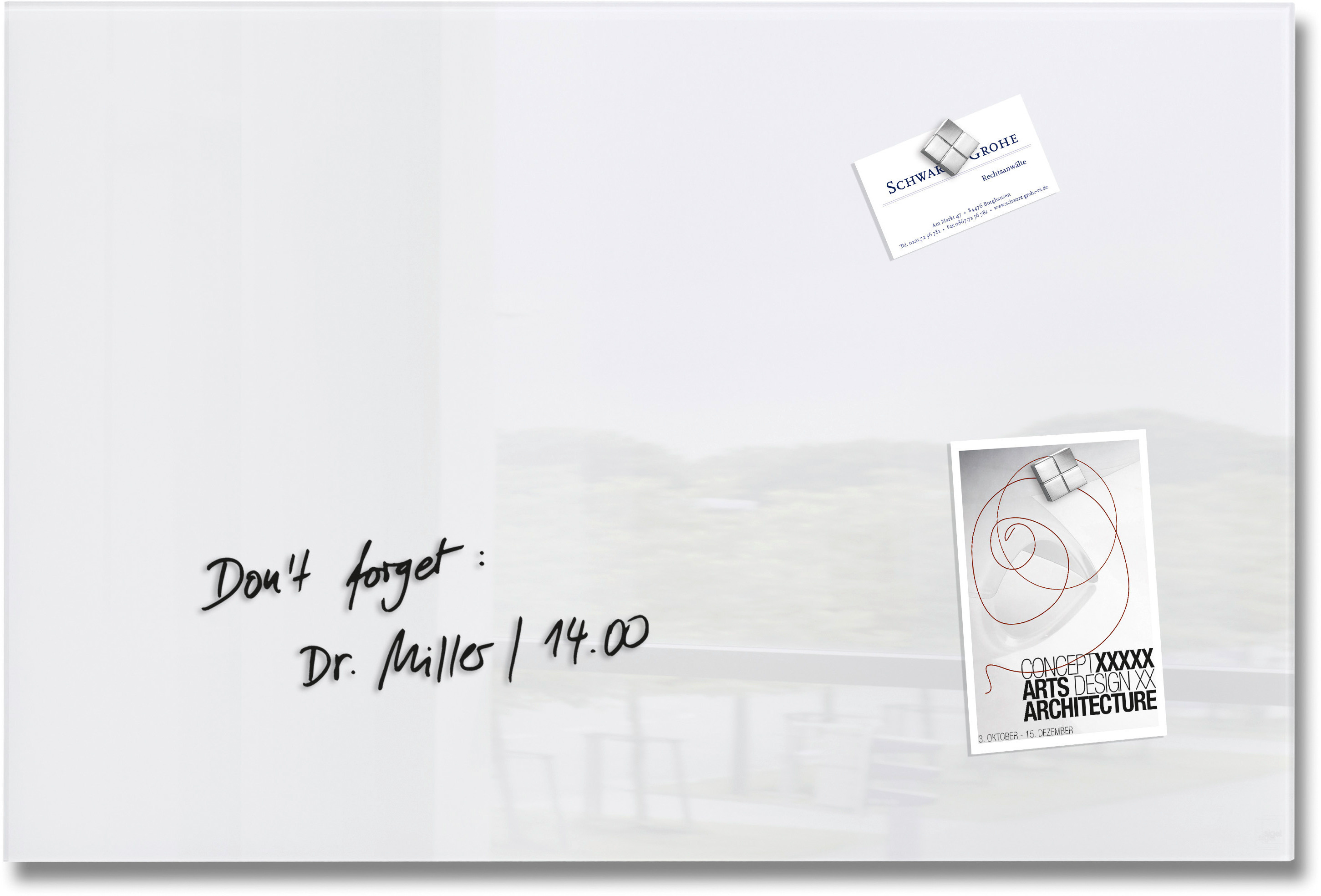 Glas Magnetboard Artverum, weiss  600 x 400 x 15 mm