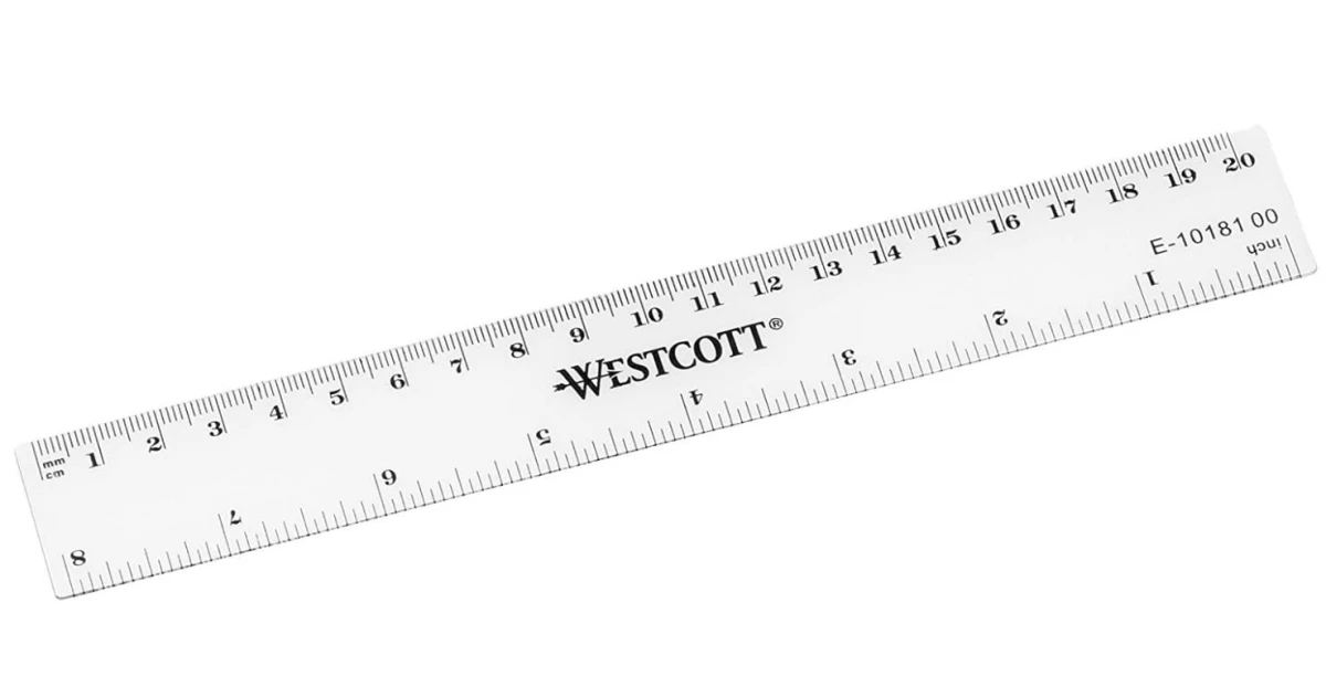 WESTCOTT Kunststofflineal 20 cm - cm/inch