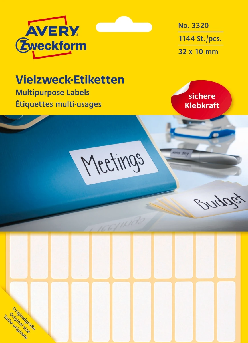 AVERY ZWECKFORM Universal-Etiketten 3320, 32 x 10 mm, 26 Blatt