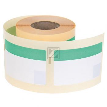 Etiketten mit grünem Band weiß