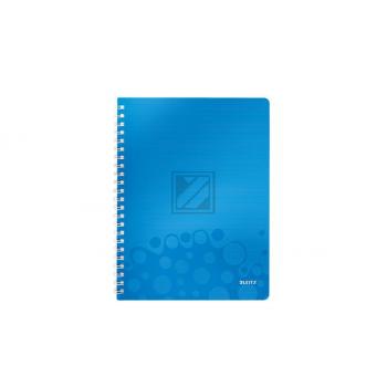 LEITZ Spiralbuch WOW PP A4 46380036 blau metallic 80 Blatt
