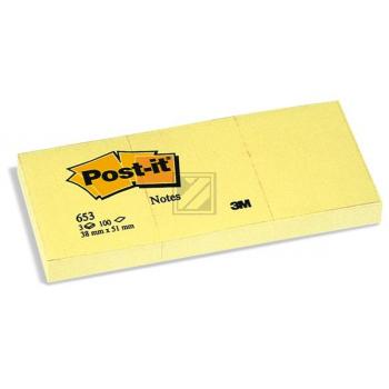 POST-IT Block 38x51mm 653Y gelb/100 Blatt 3 Stück