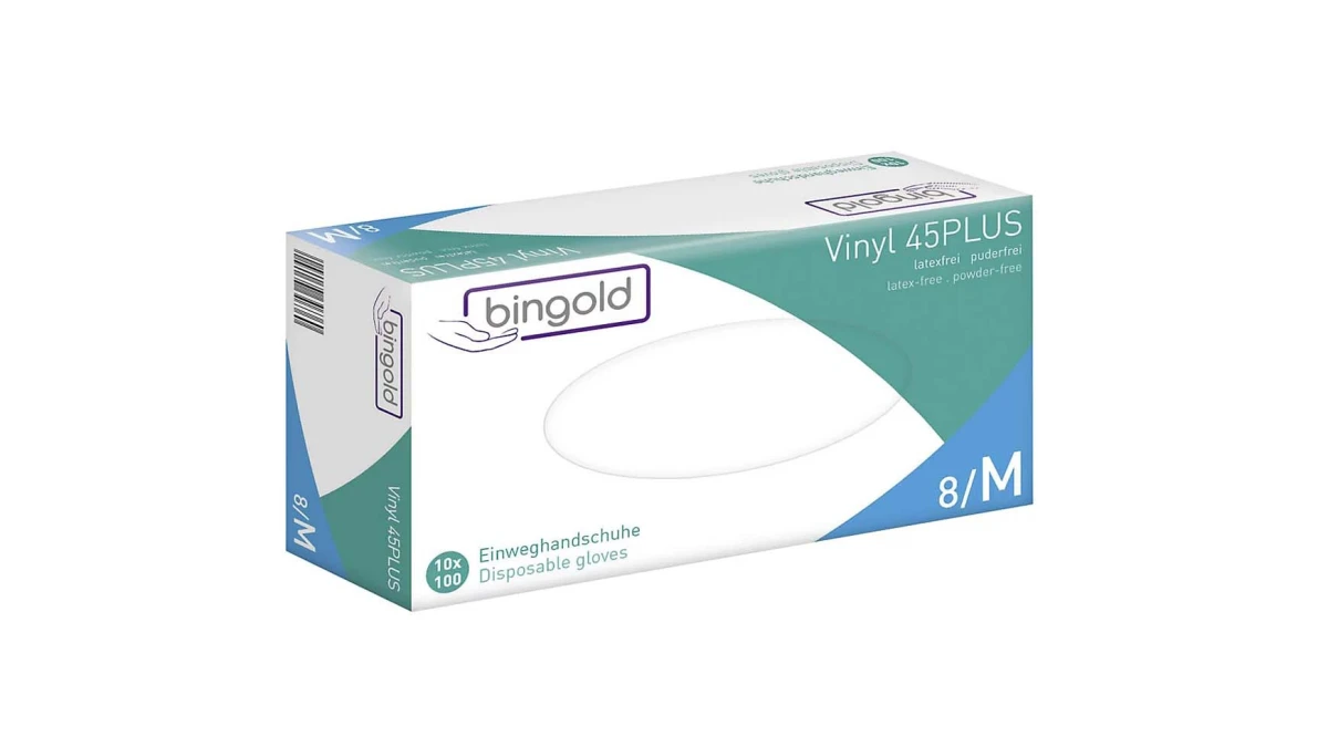 BINGOLD Vinylhandschuhe 45Plus Gr. M, 100 Stück