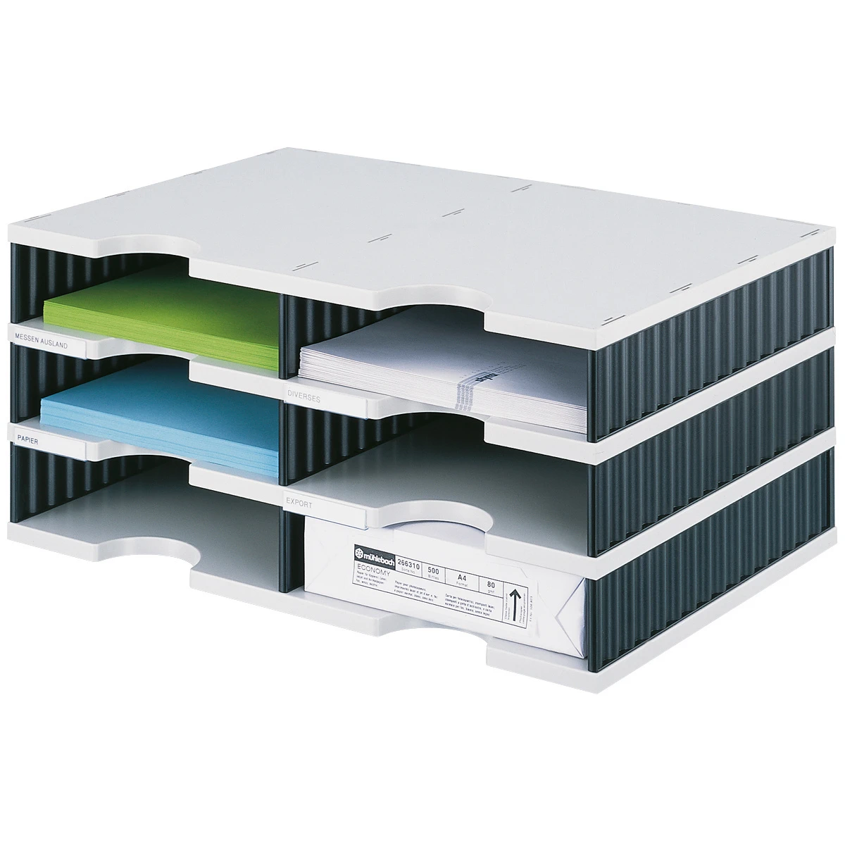 Ablagesystem Styrodoc duo mit 6 Fächern