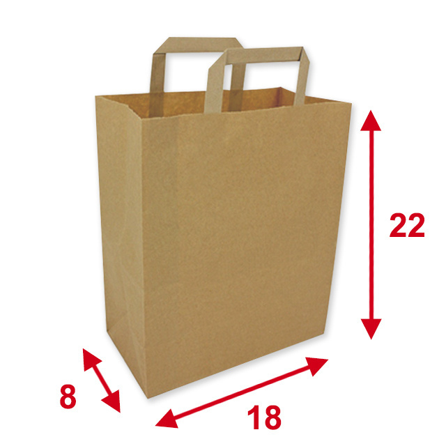 Papiertragetaschen braun, 18 x 8 x 22 cm, Tragkraft ca. 4 kg, Karton à 250 Stück