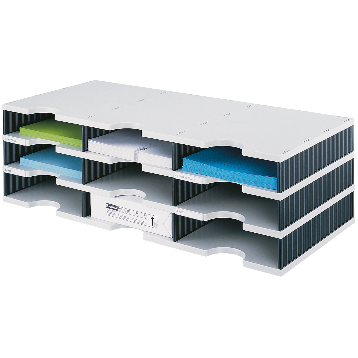 styro styrodoc trio mit 9 Fächern, lichtgrau/anthrazit