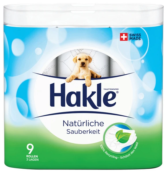 HAKLE WC-Papier Natürliche Sauberkeit 3 lagig, 9 Rollen