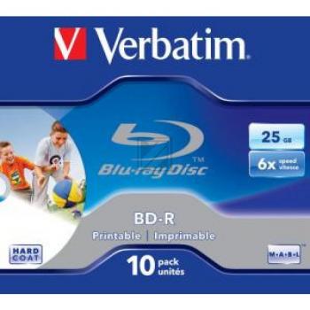 VERBATIM BD-R 25GB 6x (10) JC 43713 Jewel Case tintenstrahlbedruckbar