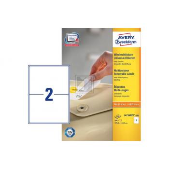AVERY ZW. Etiketten 199,6x143,5mm L4734REV1 weiss 200 Stück