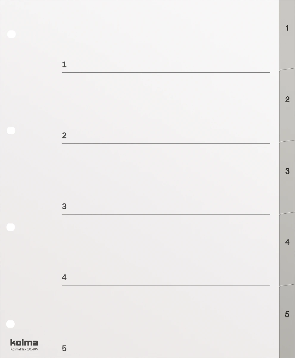 KOLMA Zahlenregister Strong XL 1 - 5