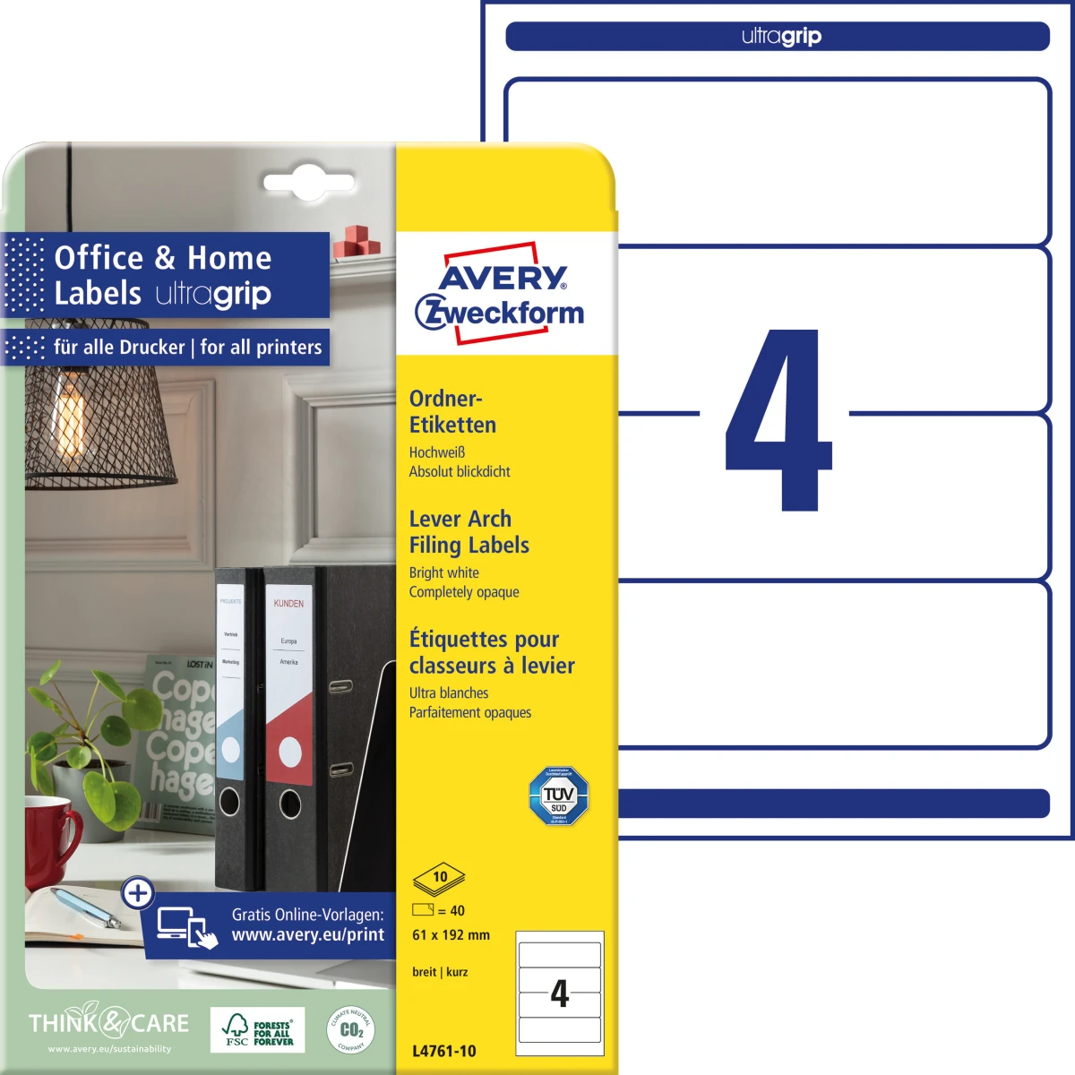 AVERY ZWECKFORM L4761-100 Ordneretiketten 61 x 192 mm