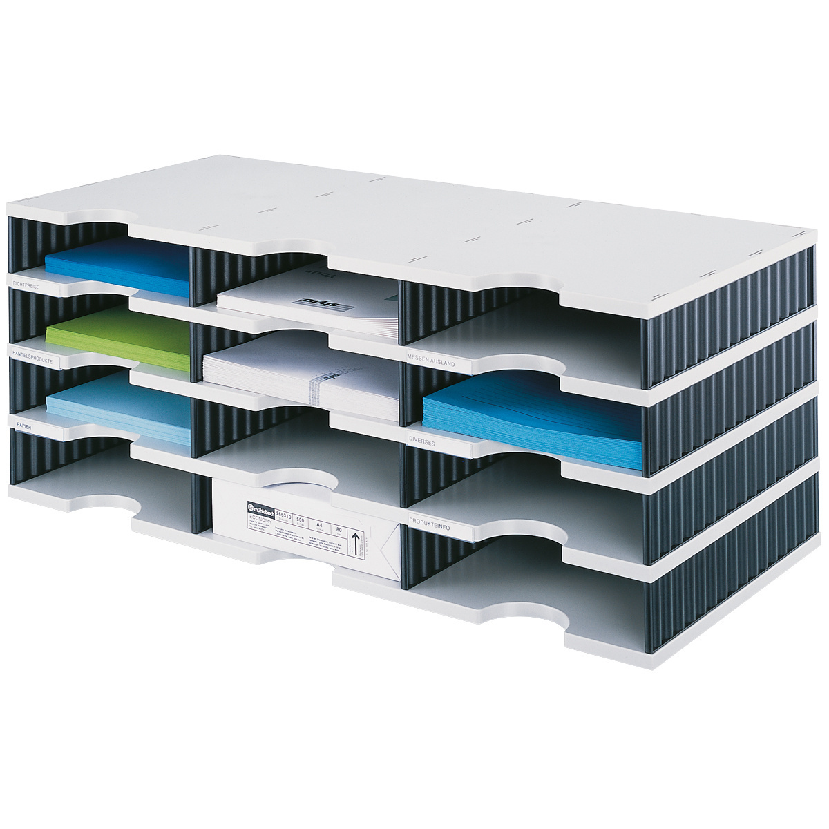 styro styrodoc trio mit 12 Fächern, lichtgrau/anthrazit