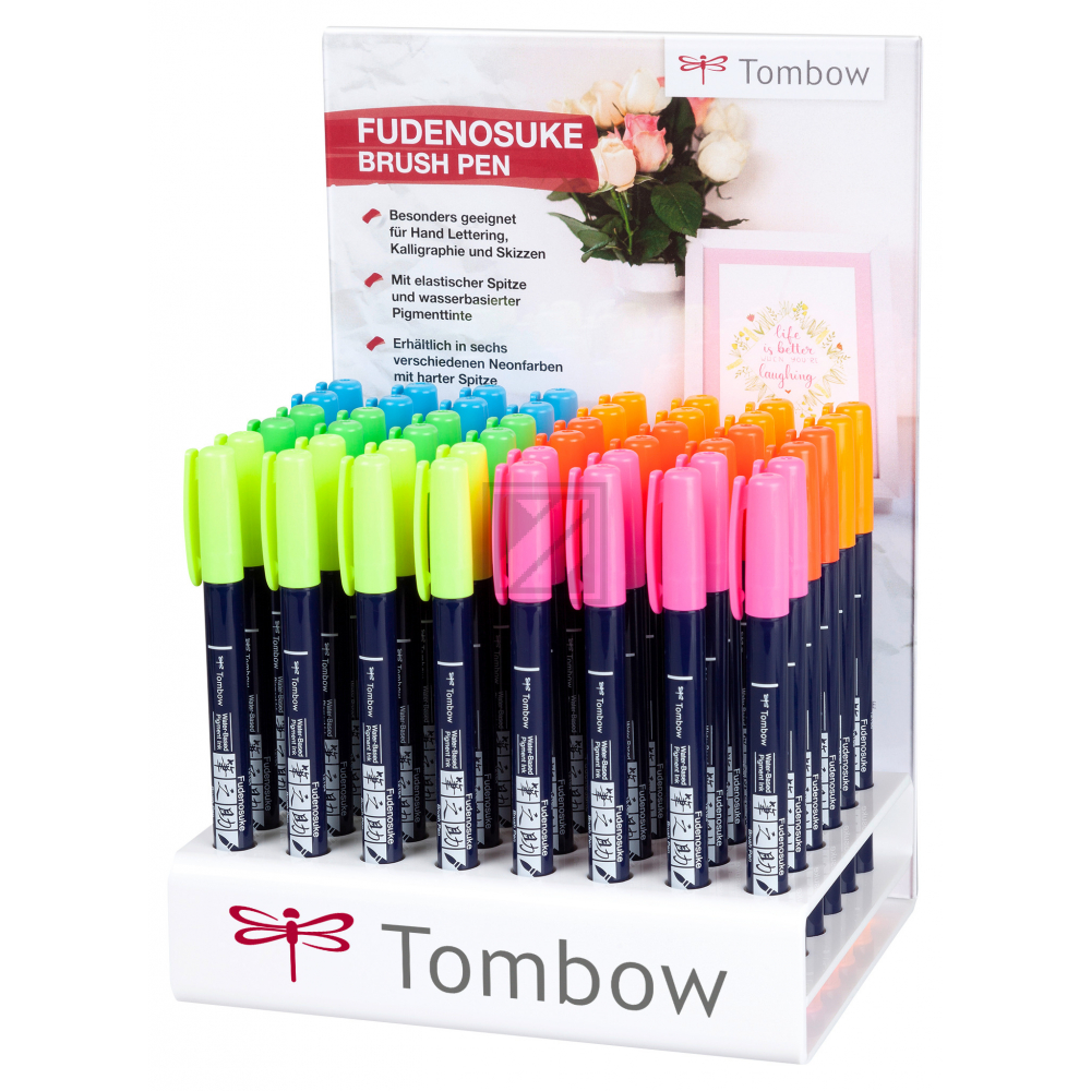 TOMBOW Kalligraphie-Set WS-BH WSBH48P2A Fudenosuke, neon 48 Stück