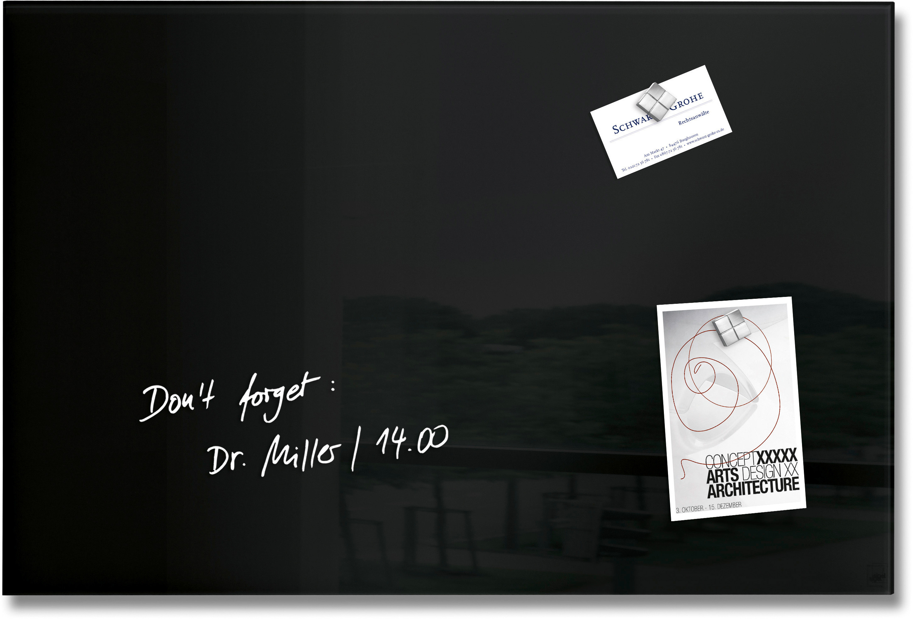 Glas Magnetboard Artverum, schwarz,  600 x 400 x 15 mm