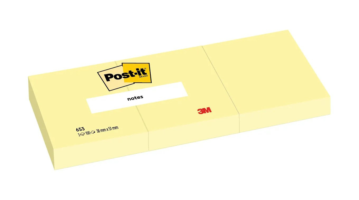 Post-it Haftnotizen gelb 38 mm x 51 mm, Pack à 3 x 100 Blatt