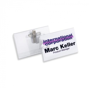 Durable Namensschilder mit Kombiklemme farblos Inh.50