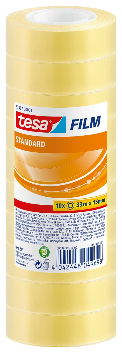 TESA Klebeband Standard 33 m x 15 mm (10x)