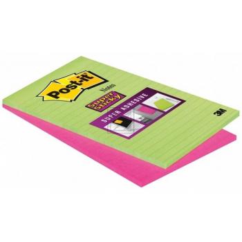 POST-IT Block Super Sticky 125x200mm 5845-SSEU grün/pink, 2x45 Blatt, liniert
