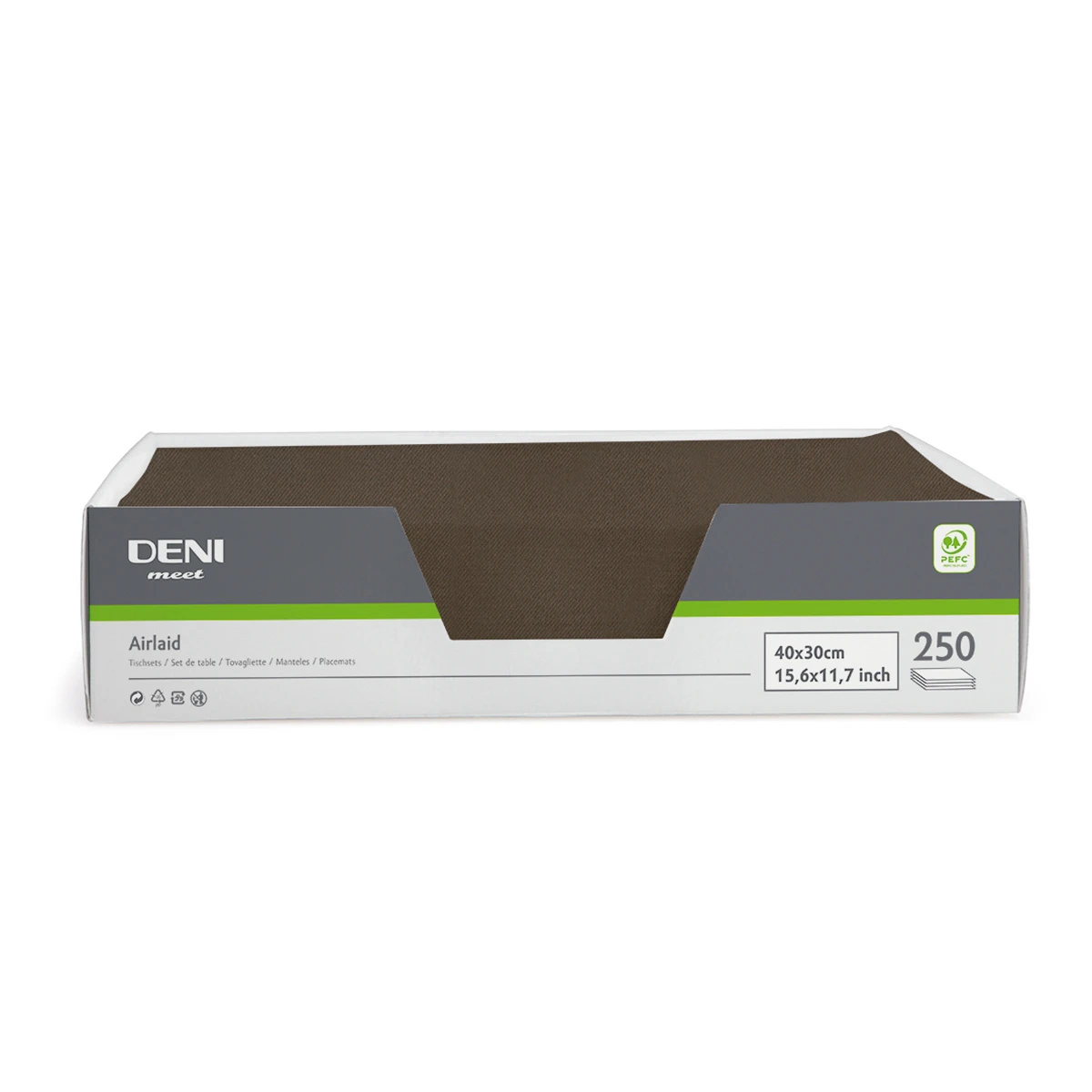 DENI meet Tischset Airlaid, braun, 30x40cm, Pack zu 250 Stück