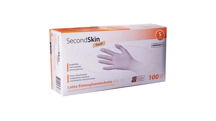 SECONDSKIN Latexhandschuhe Touch Gr. S, 100 Stück