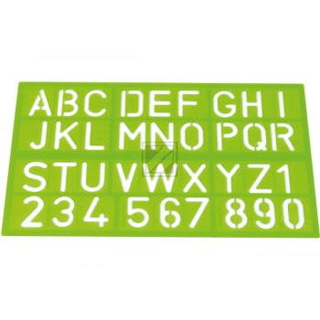 WESTCOTT Zeichenschablone 50cm E-1060000 A-Z, 0-9 blau/rot/grün