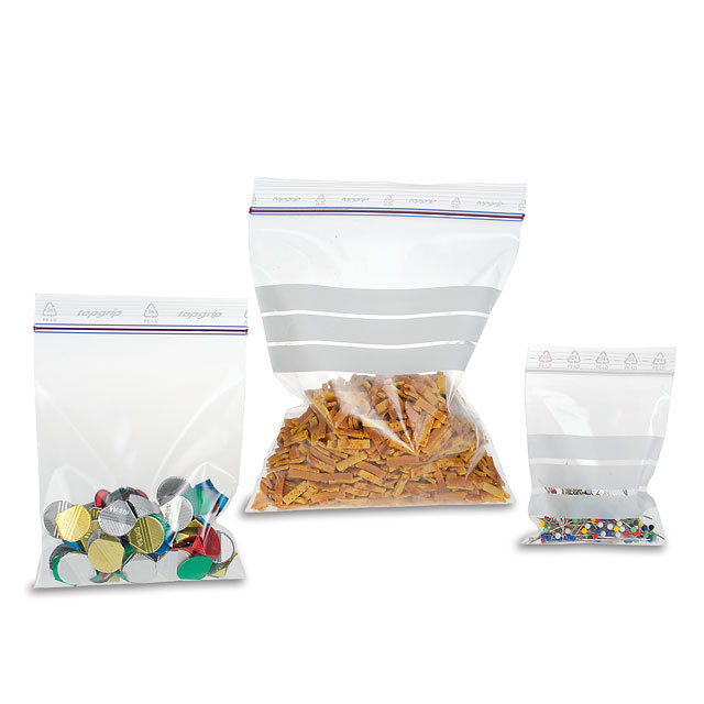 Druckverschlussbeutel TopGrip, 90 x 110 mm, mit Beschriftungsfeld, Pack à 100 Stück