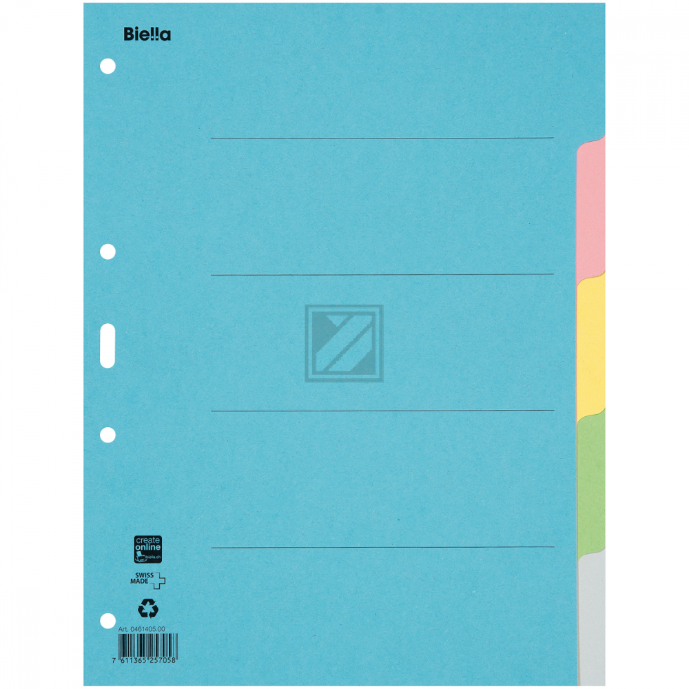 BIELLA Register Karton farbig A4 461405.00 5-teilig, blanko