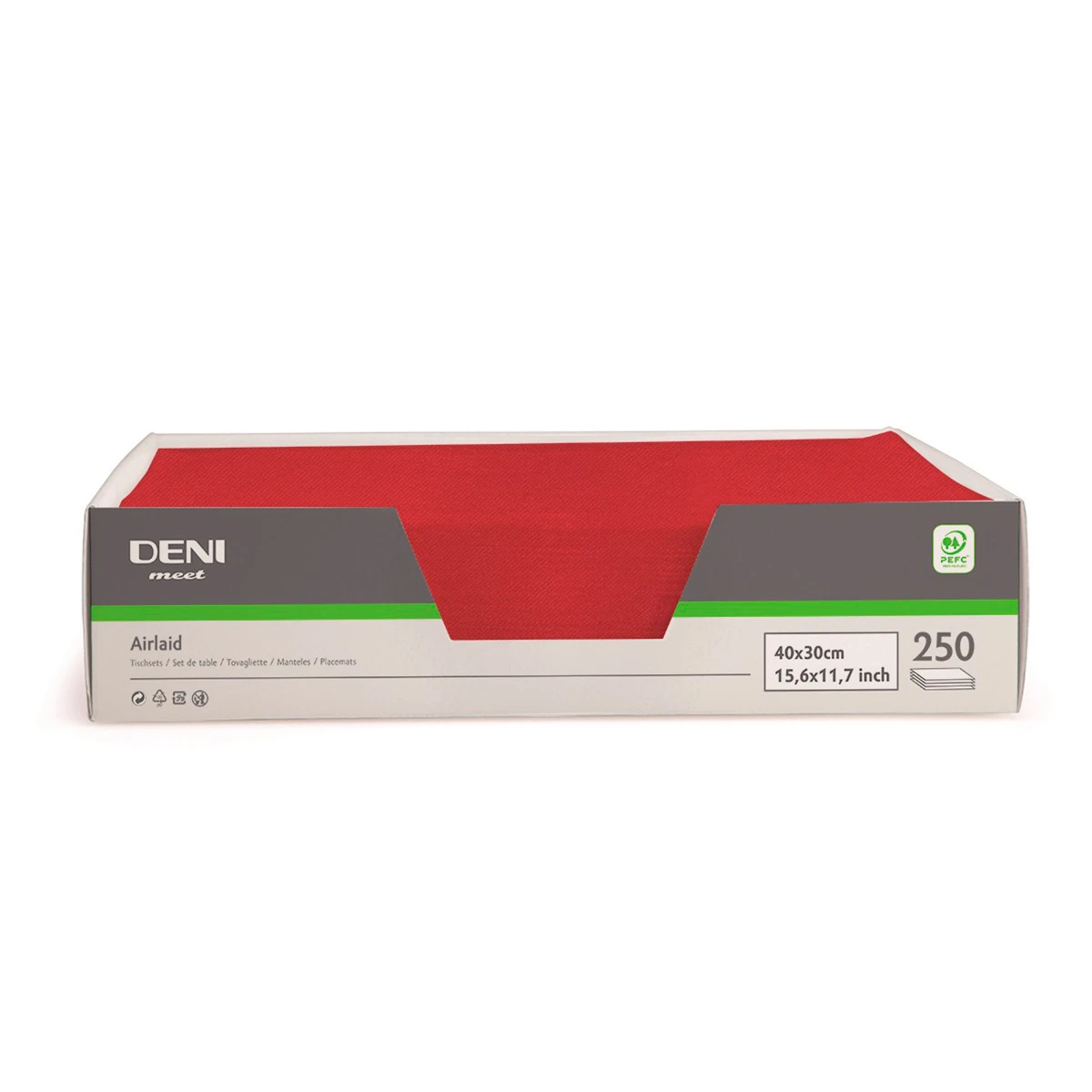 DENI meet Tischset Airlaid, rot, 30x40cm, Pack zu 250 Stück