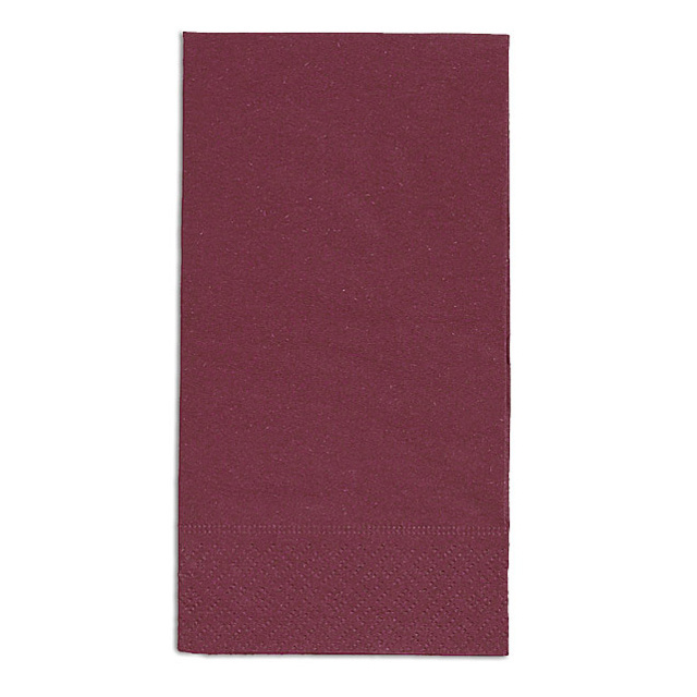 Edelweiss Servietten bordeaux, 3-lagig, 40 x 40 cm, 1/8 Kopffalz, randgeprägt, Pack à 100 Stück