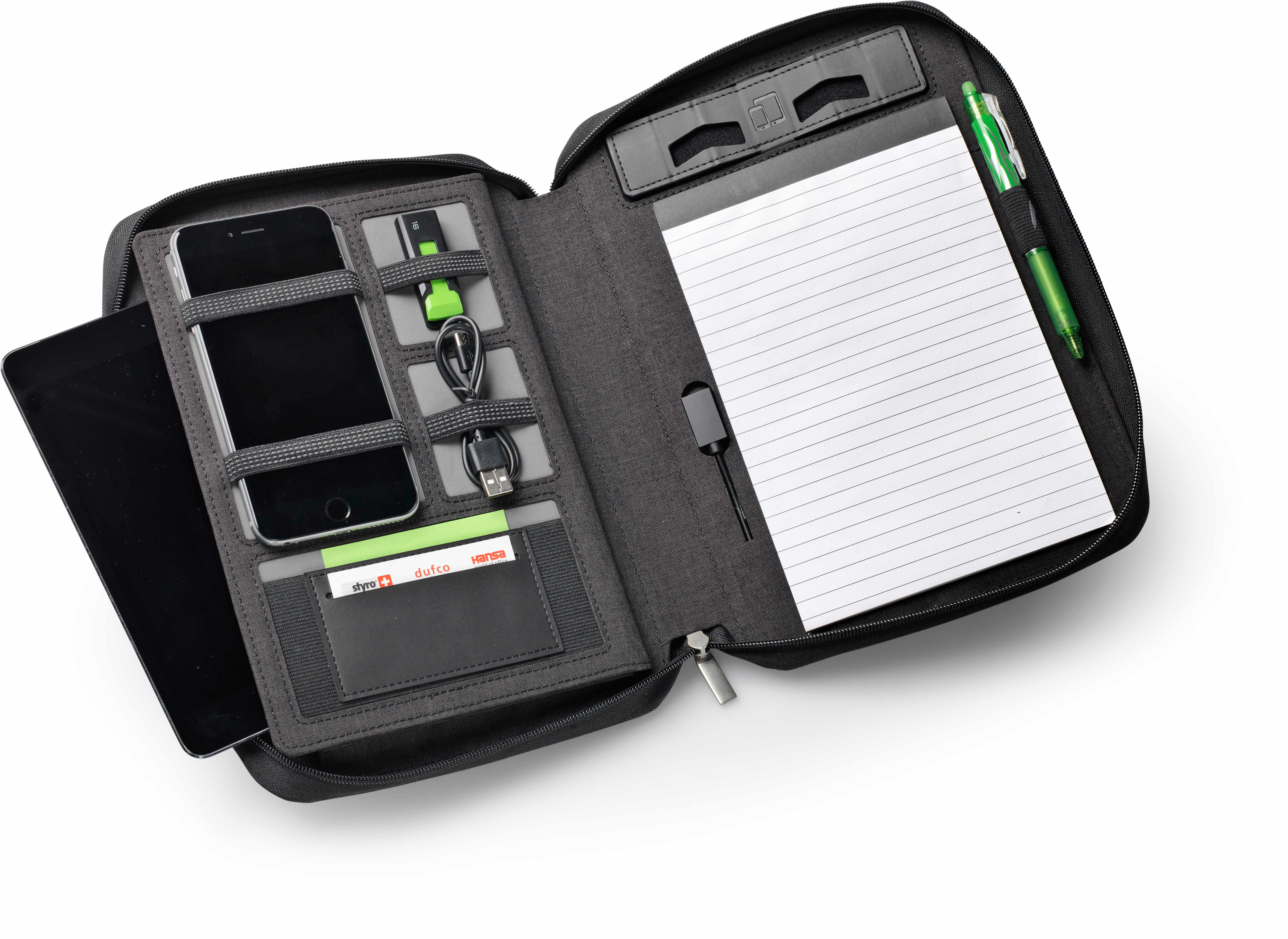 dufco Konferenzmappe mit Powerbank, anthrazit, im Format A5