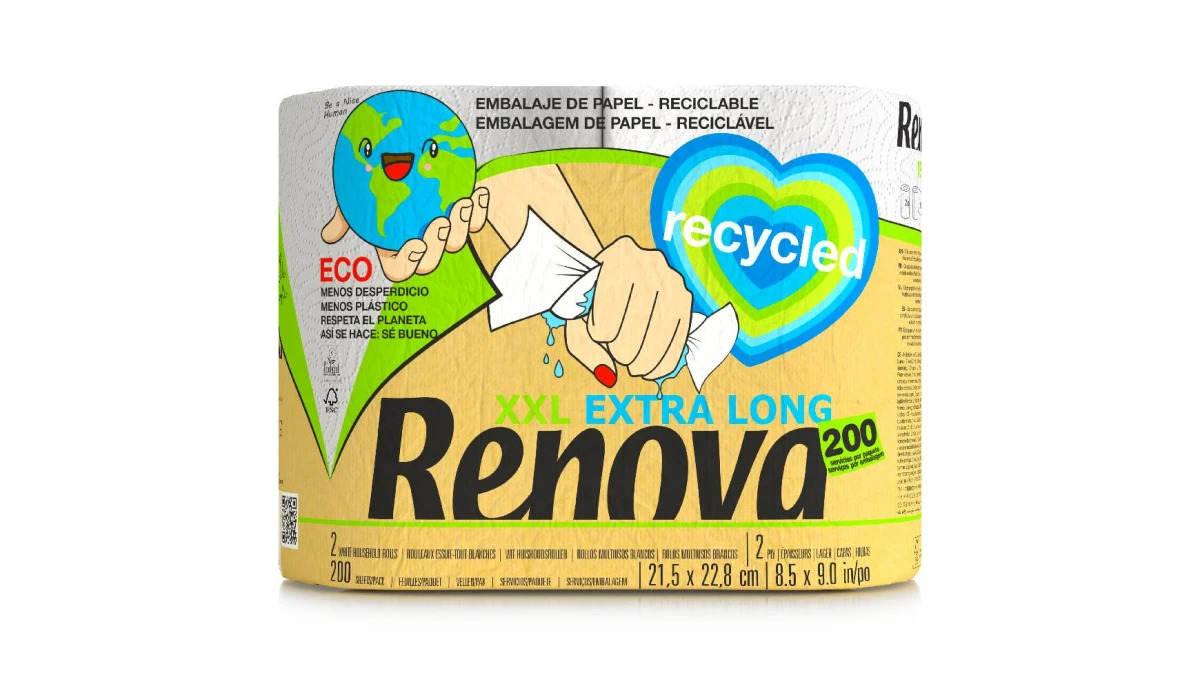 RENOVA Haushaltsrollen XXL Eco Recycled 2-lagig, 2 Rollen
