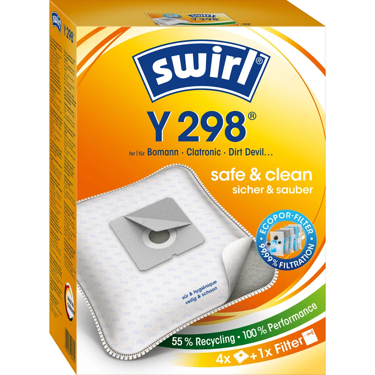 SWIRL Staubbeutel Y 298 EcoPor 4 Stück