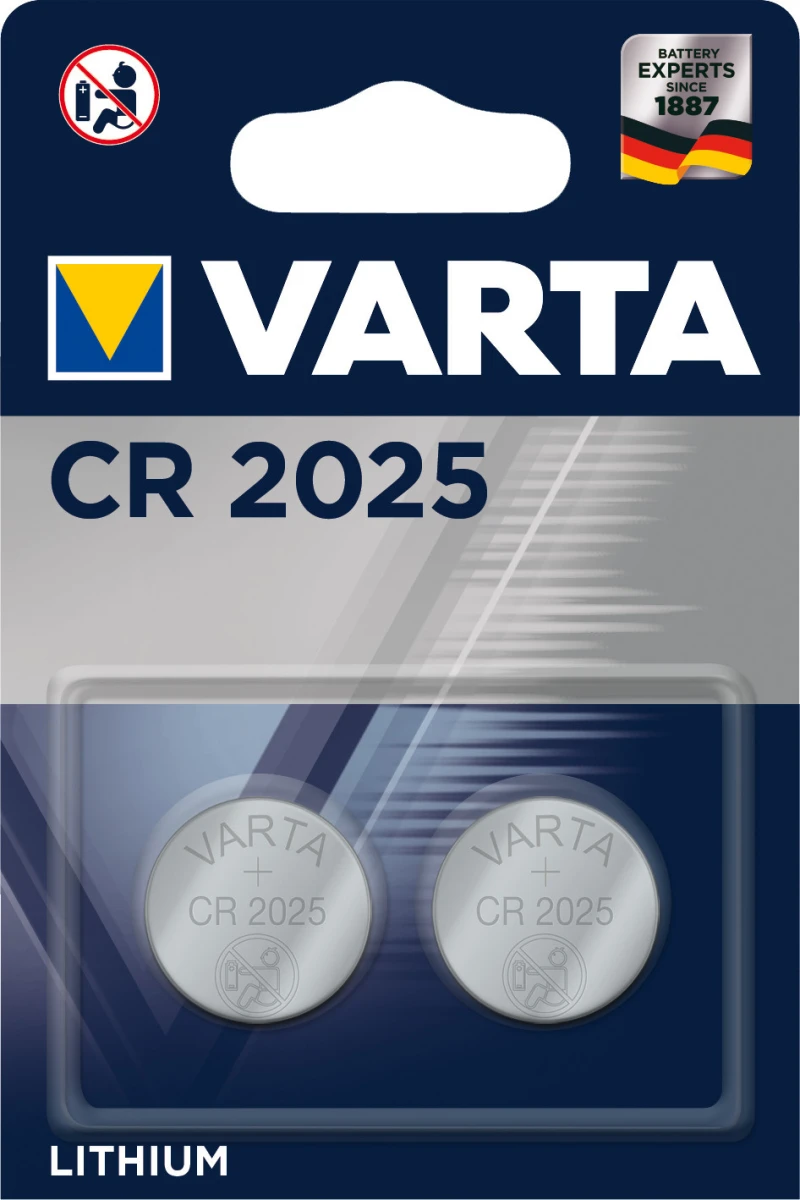 VARTA Knopfbatterie Lithium CR2025, 3V - 2er Pack