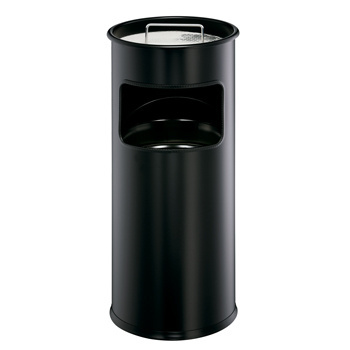 Papierkorb Metall 17 Liter mit Ascher rund 2 Liter, schwarz