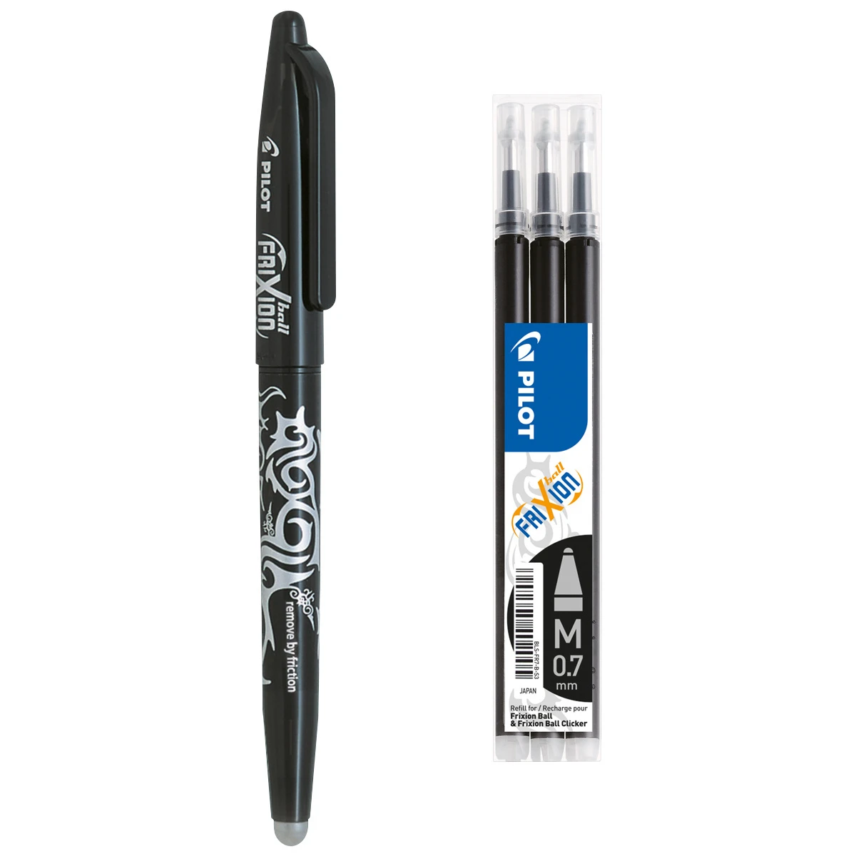 PILOT FriXion Ball 0.7 mm + 3 x Refill schwarz