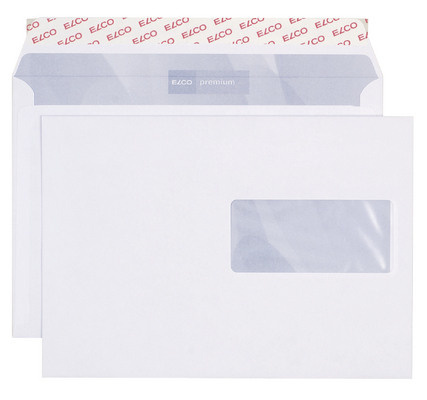 ELCO Briefumschläge Premium C5 229 x 162 mm, hochweiss, Fenster rechts, Pack à 500 Stück
