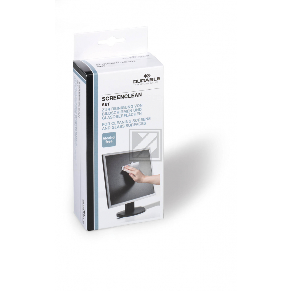 DURABLE Screenclean Set 125ml 570700 Reinigungsset 20 Tücher