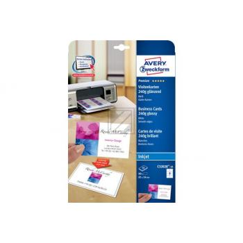 AVERY ZW. Prof. Visitenkarten InkJet A4 C32028-10 250g glossy doppels. 10 Blatt