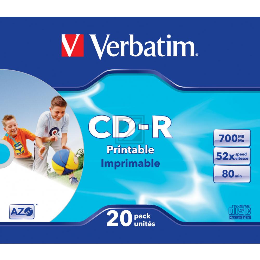 VERBATIM CDR80 700MB 52x (20) SC 43424 Slim Case tintenstrahlbedruckbar