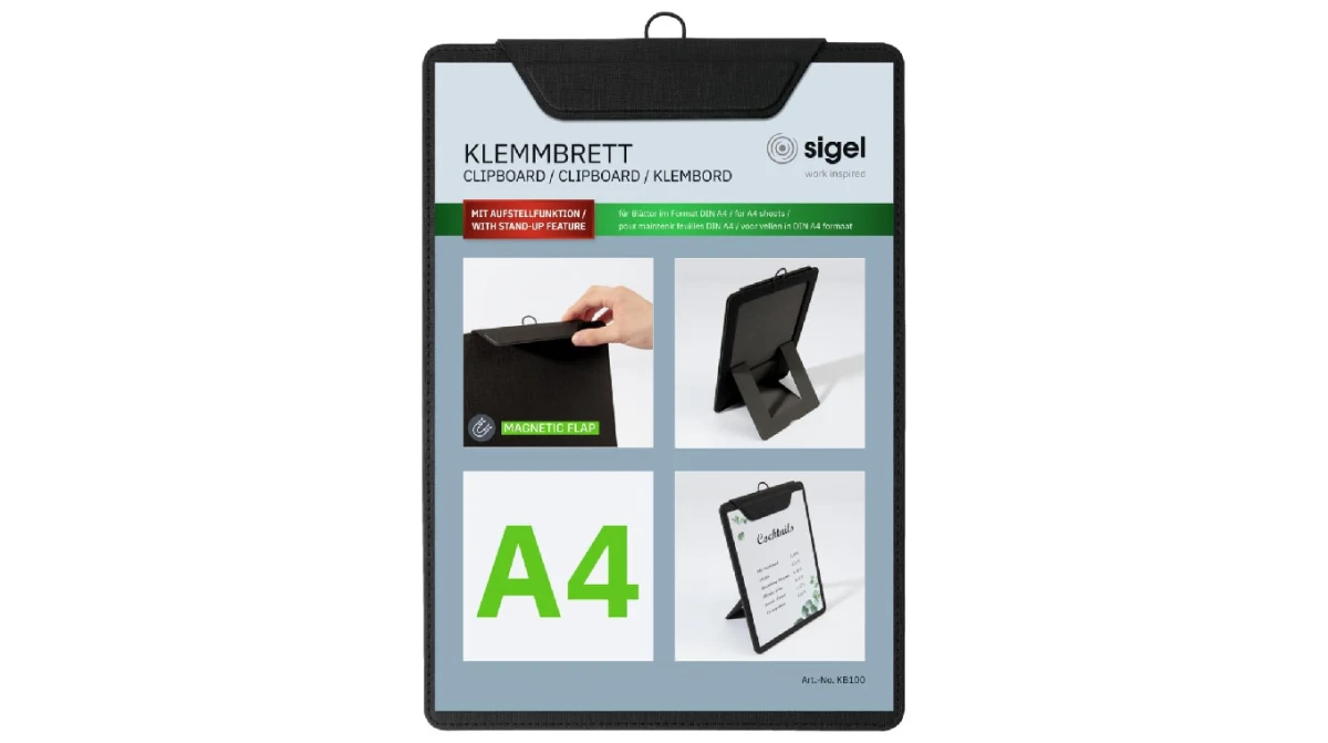SIGEL Speisekarten-Klemmbrett - aus Kunststoff