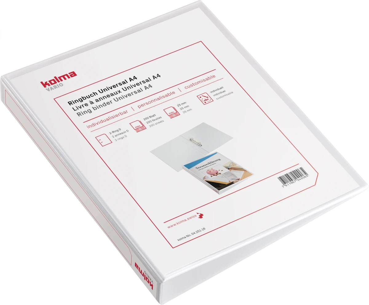 KOLMA Ringbuch Vario A4 Universal 2 Ringe Rückenbreite