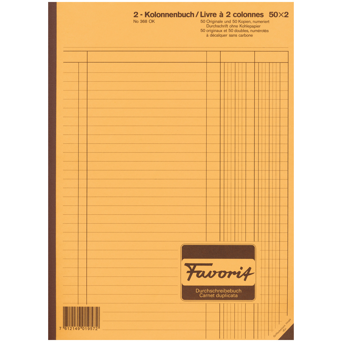 Favorit 2 Kolonnen-Durchschreibebuch, weiss/weiss, nummeriert