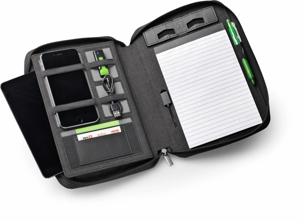 dufco Konferenzmappe mit Powerbank, anthrazit, im Format A5