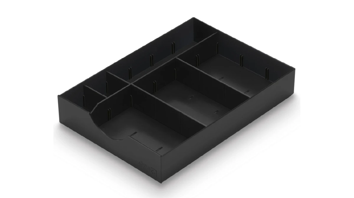 styrodoc Schublade schwarz mit 1 Längs- und 2 Querstegen schwarz