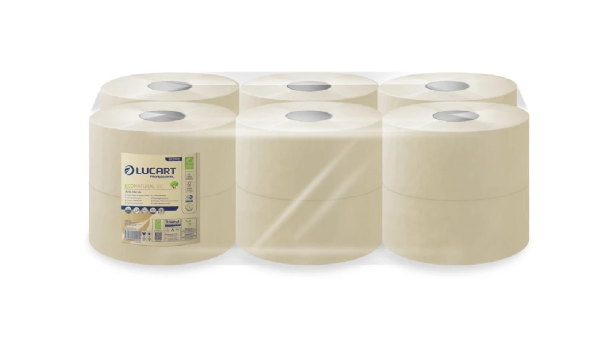 LUCART WC-Papier EcoNatural Jumbo Mini 2-lagig,12 Rollen