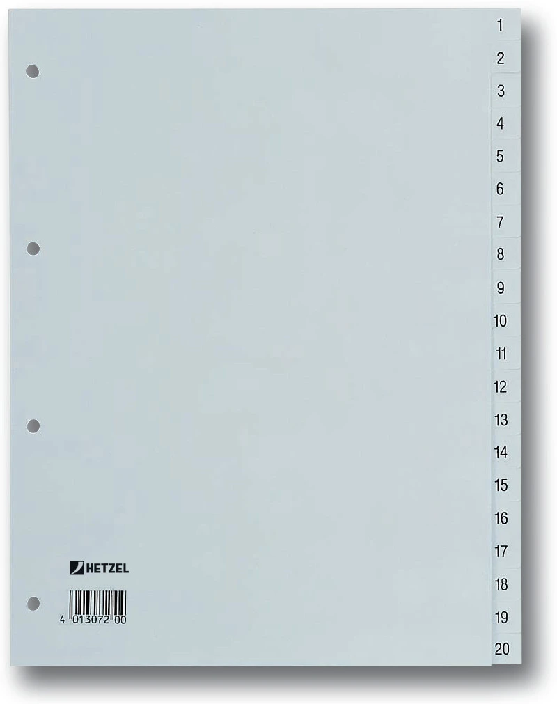 HETZEL Zahlenregister 1 - 20